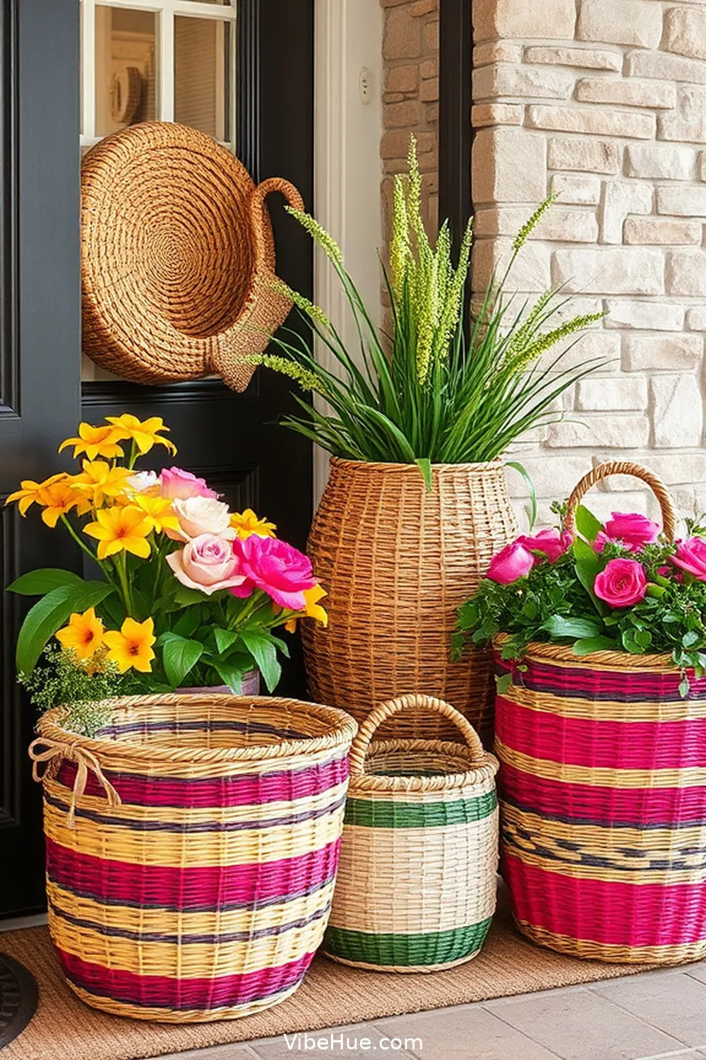 Eye-catching Baskets for 25 Must-Have Elements for a Contemporary Spring Entryway Style