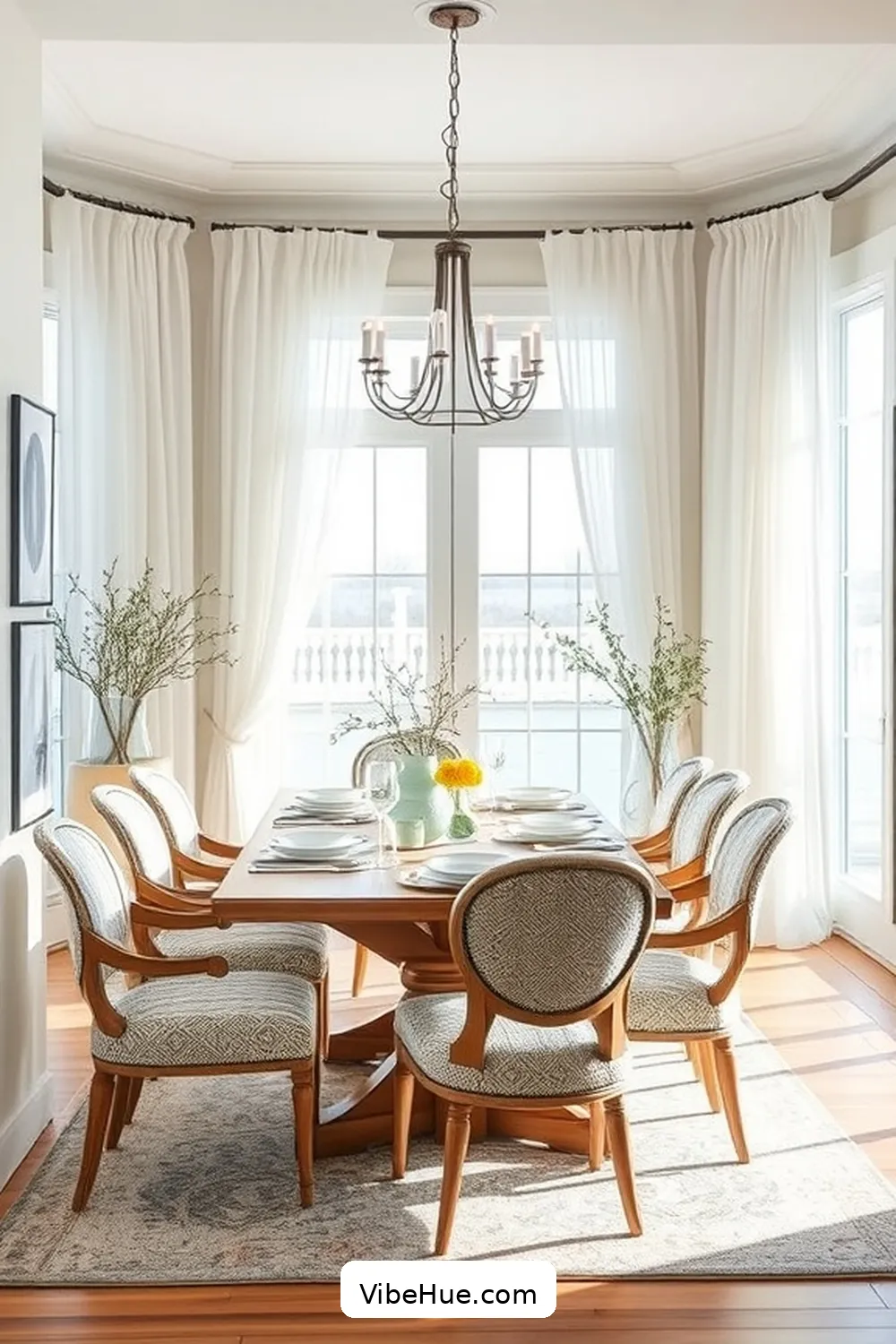Opt for Light, Airy Curtains for 25 Tips for a Coastal Style Winter Dining Room