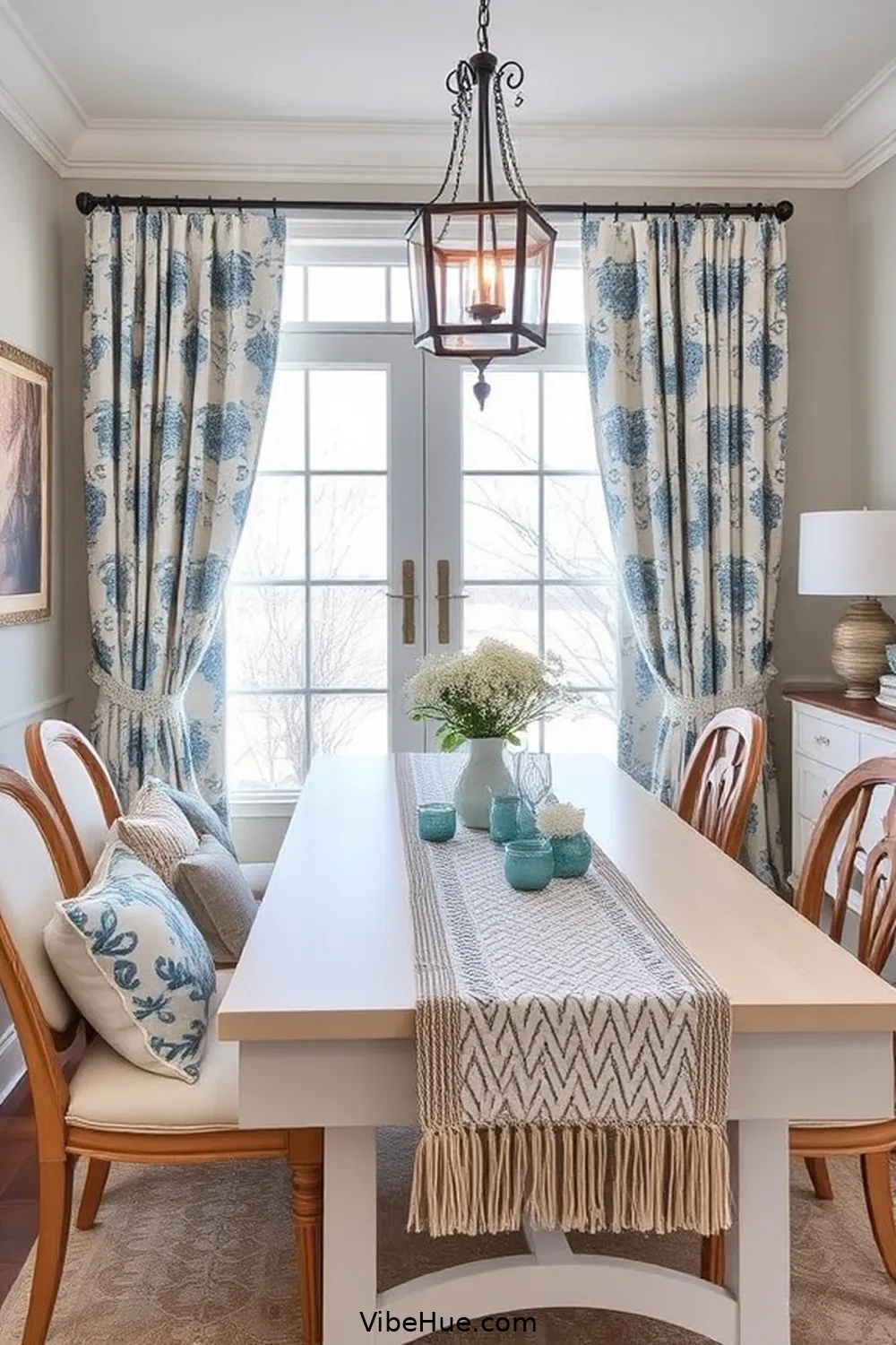Use Coastal Prints for Soft Furnishings for 25 Tips for a Coastal Style Winter Dining Room