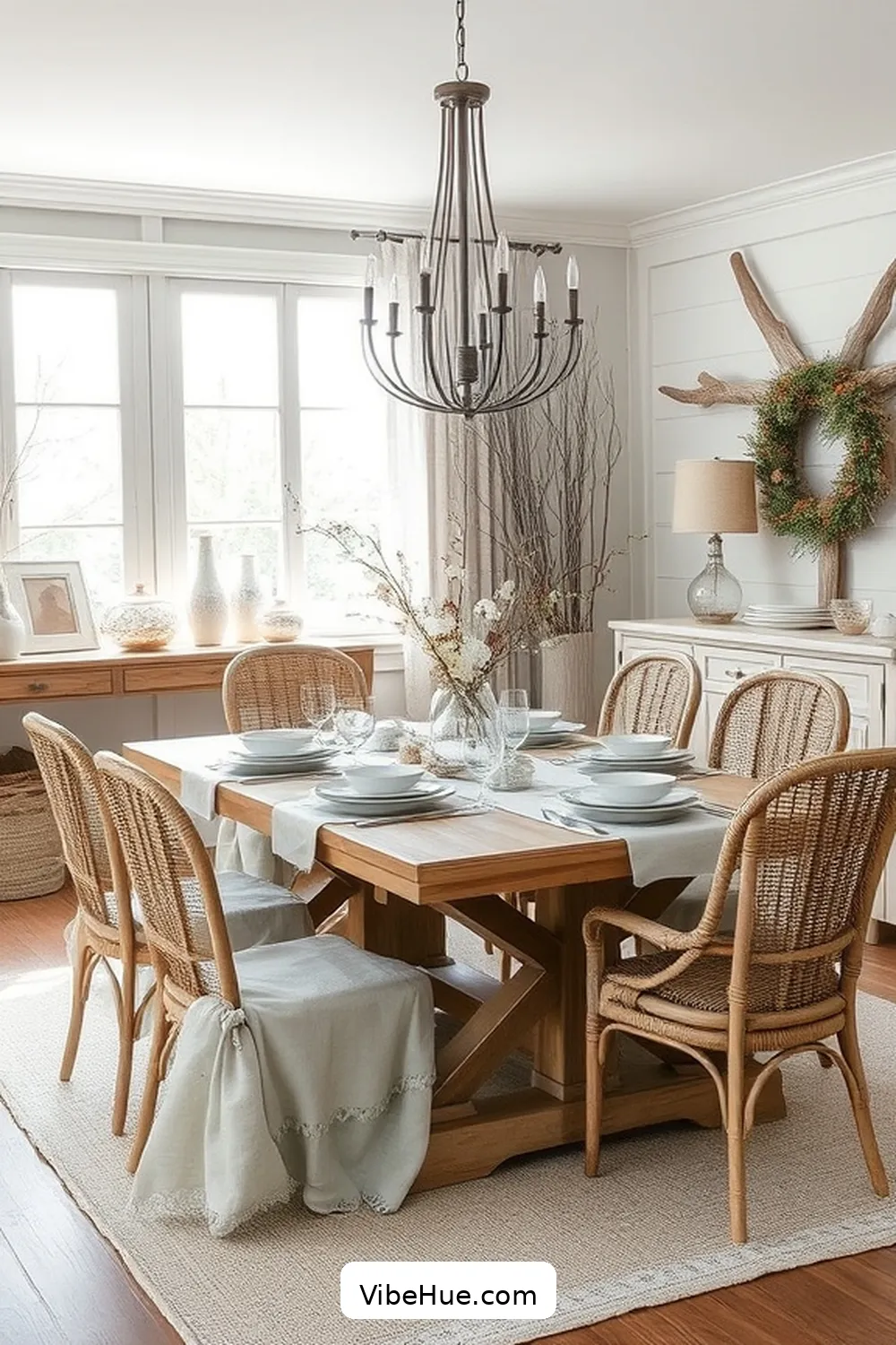 Utilize Driftwood Accents for 25 Tips for a Coastal Style Winter Dining Room