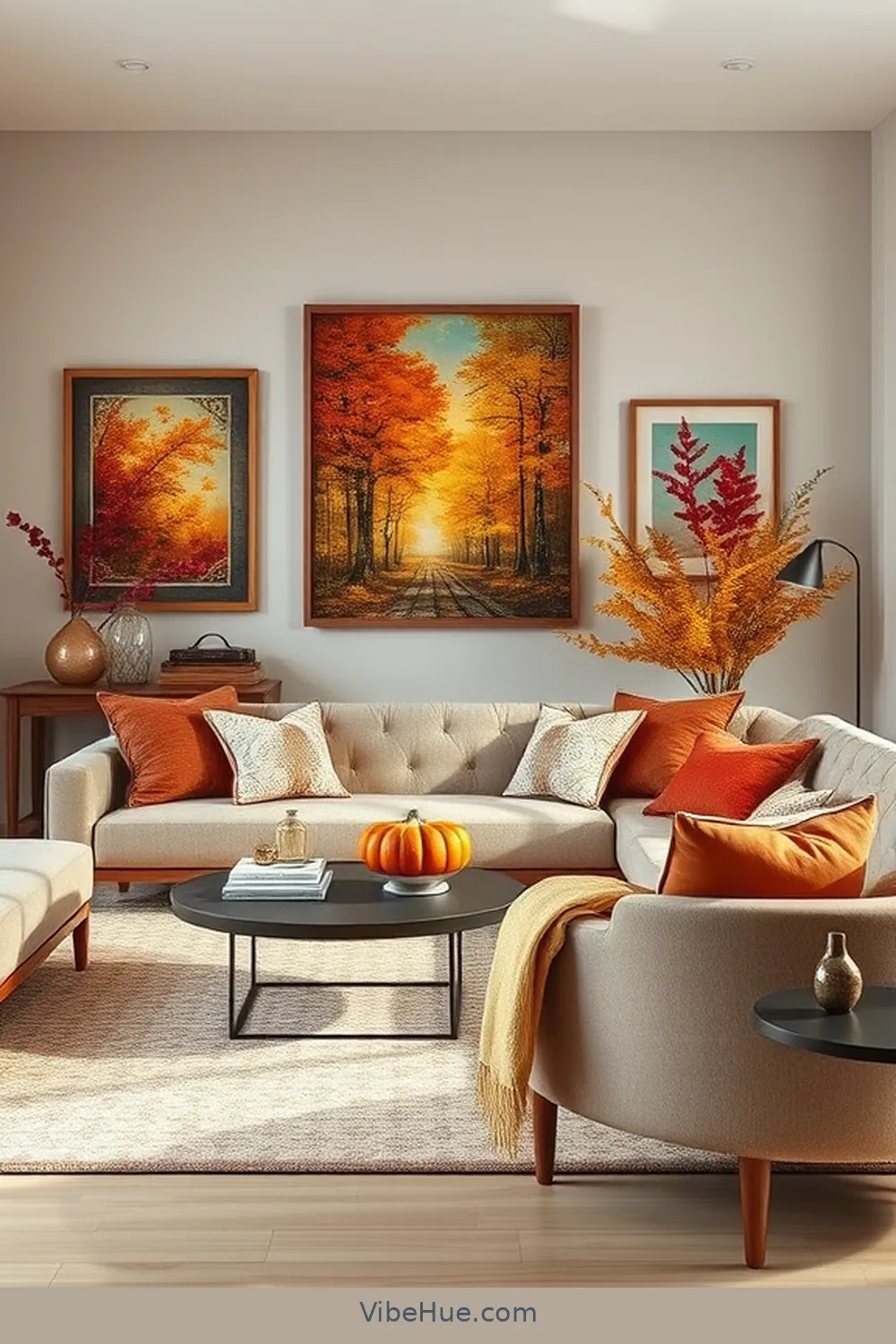 25 Ways to Create a Contemporary Fall Living Room Style 17 Hang Seasonal Wall Art for 25 Ways to Create a Contemporary Fall Living Room Style