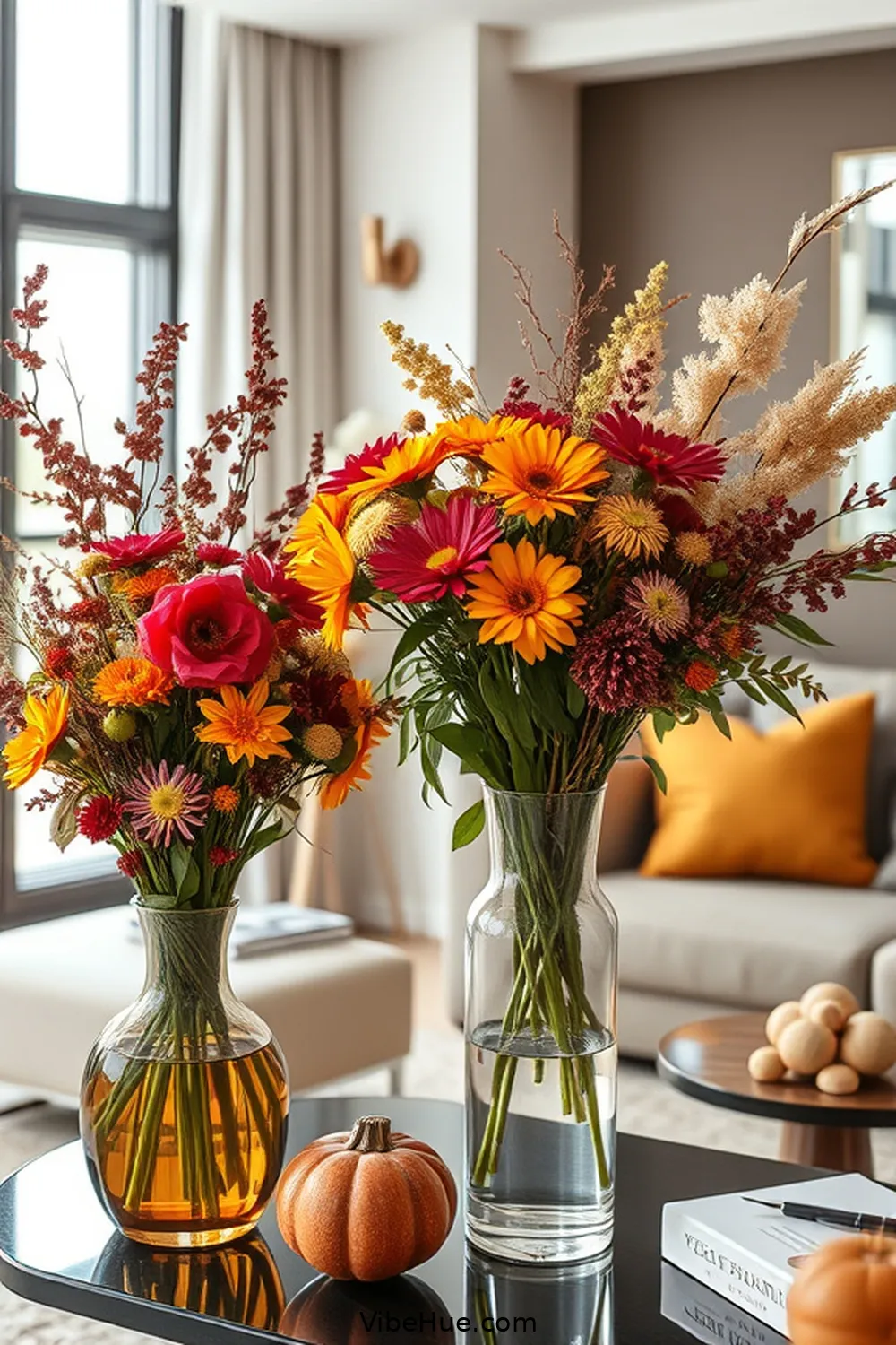 25 Ways to Create a Contemporary Fall Living Room Style 15 Include Fresh or Dried Flowers for 25 Ways to Create a Contemporary Fall Living Room Style