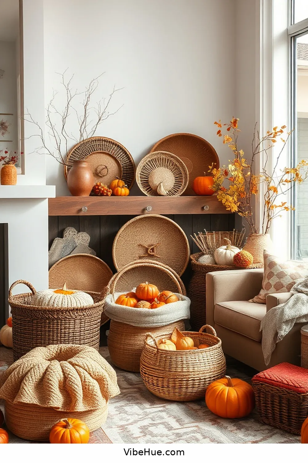 25 Ways to Create a Contemporary Fall Living Room Style 16 Use Decorative Baskets for Storage for 25 Ways to Create a Contemporary Fall Living Room Style
