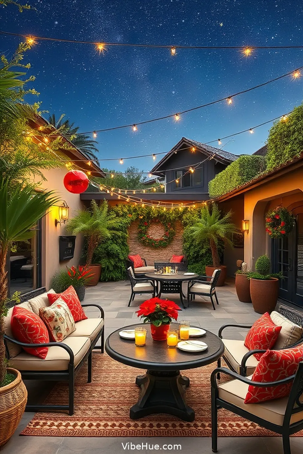 Celebrate With Seasonal Decor for 25 Ways to Create a Holiday Outdoor Patio in Mid Century Modern Style