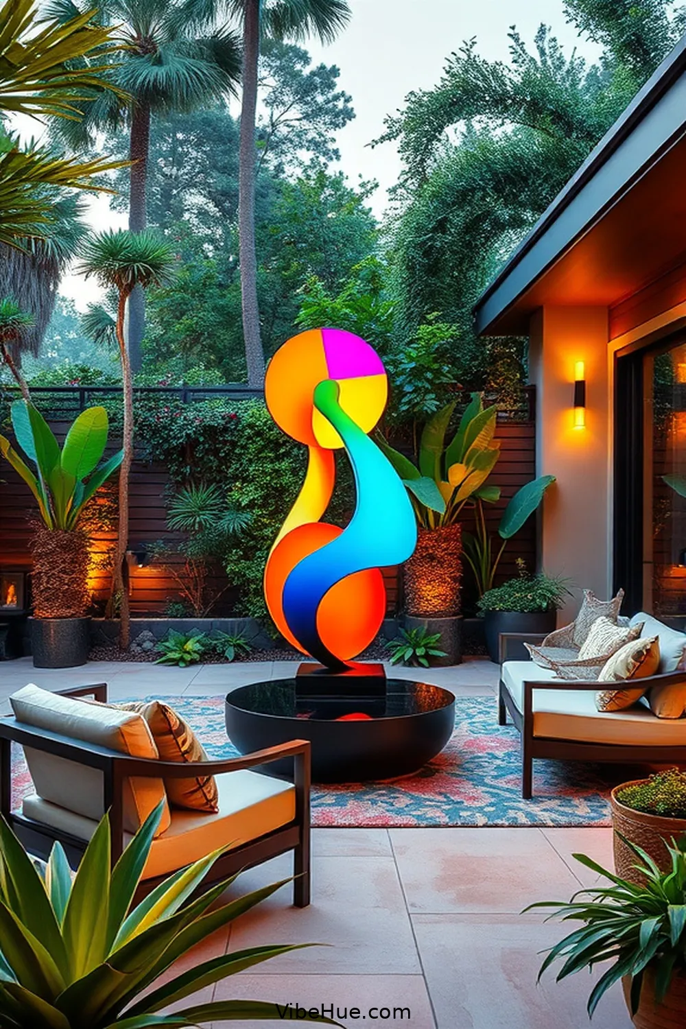 Create a Focal Point With Art for 25 Ways to Create a Holiday Outdoor Patio in Mid Century Modern Style