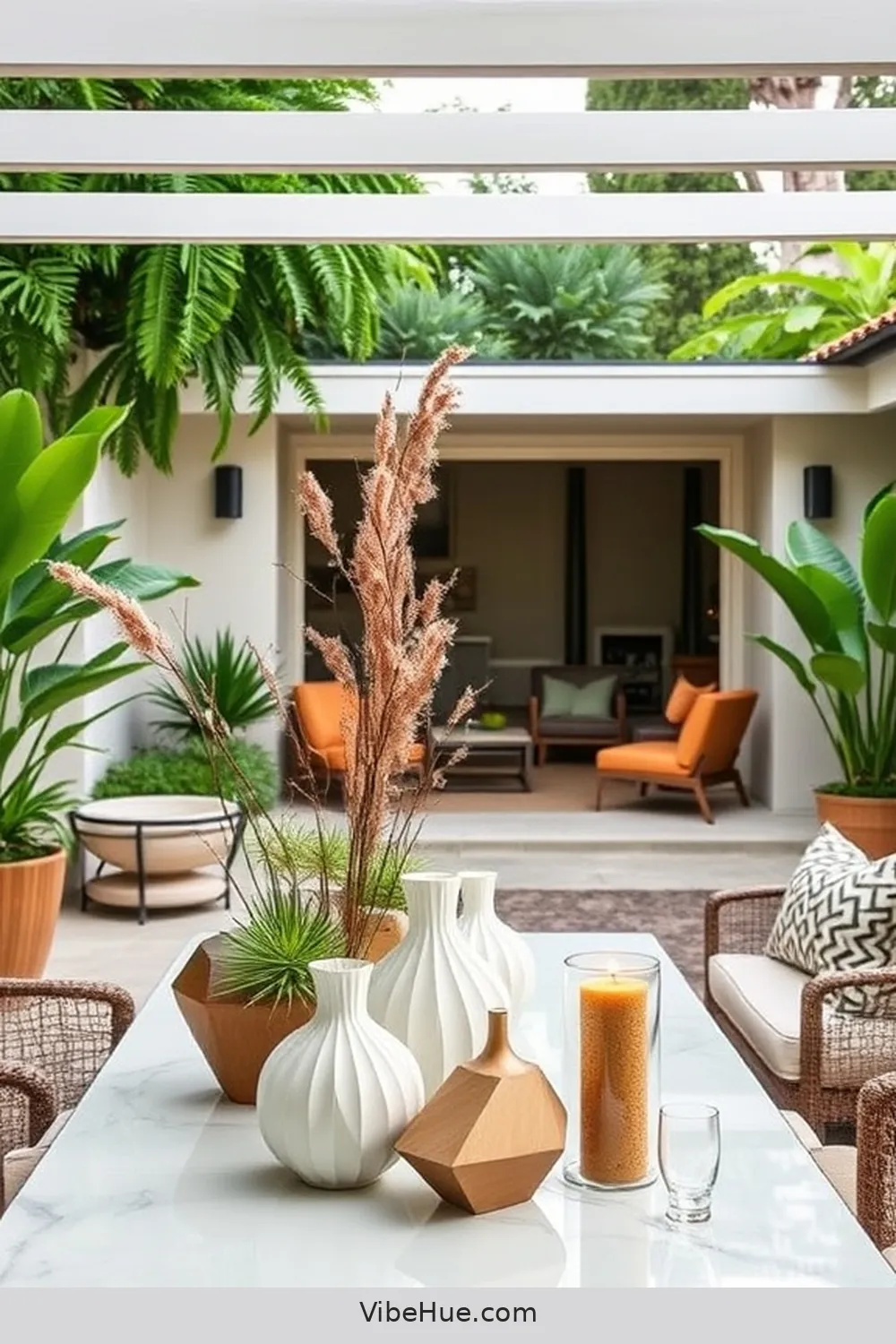 Opt for Unique Centerpieces for 25 Ways to Create a Holiday Outdoor Patio in Mid Century Modern Style