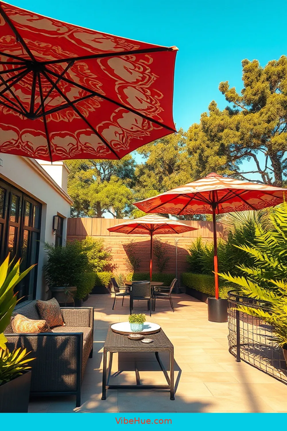 Play With Modern Umbrellas for 25 Ways to Create a Holiday Outdoor Patio in Mid Century Modern Style