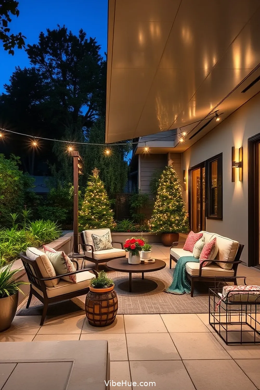 Use Linear Lighting for Ambiance for 25 Ways to Create a Holiday Outdoor Patio in Mid Century Modern Style