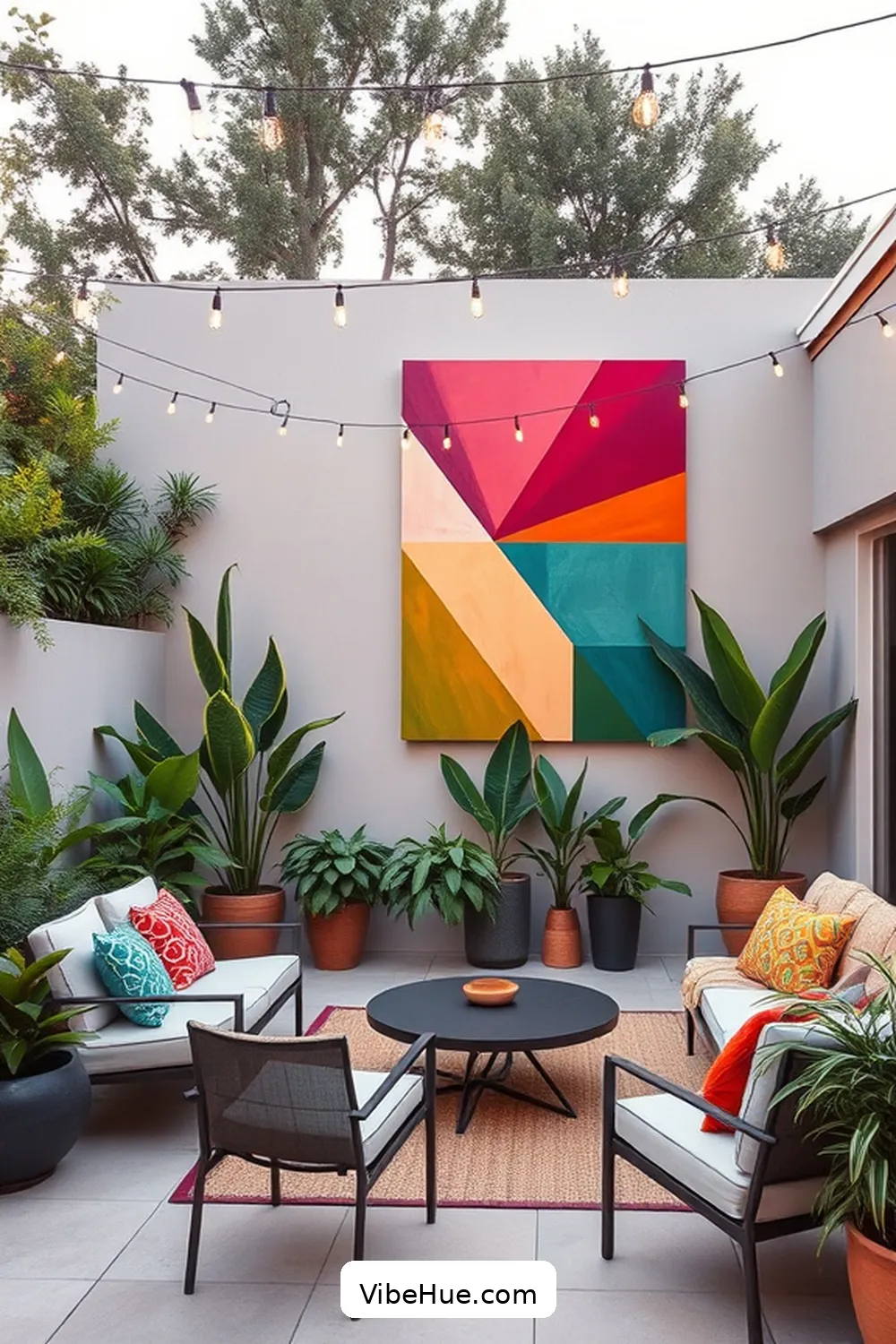 Utilize Bold Wall Art for 25 Ways to Create a Holiday Outdoor Patio in Mid Century Modern Style