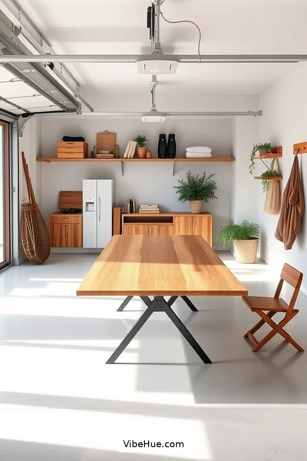 Install a Folding Table for Flexibility for 25 Ways to Design a Summer Garage in Scandinavian Style