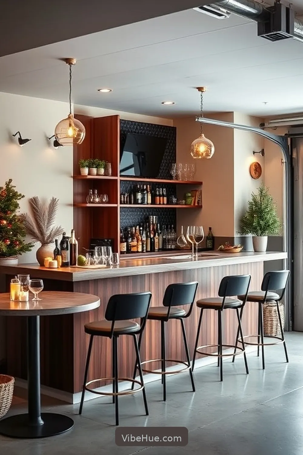 25 Ways to Style Your Holiday Garage in Mid-Century Modern Style 17 Curate a Stylish Winter Bar for 25 Ways to Style Your Holiday Garage in Mid-Century Modern Style