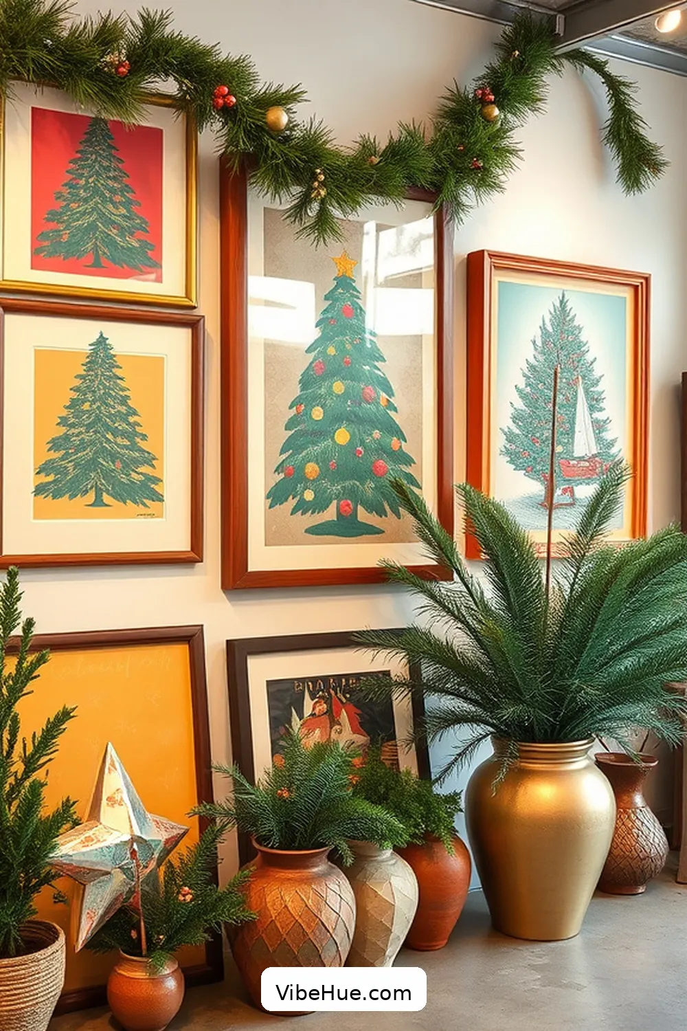 25 Ways to Style Your Holiday Garage in Mid-Century Modern Style 7 Hang Vintage Holiday Artwork for 25 Ways to Style Your Holiday Garage in Mid-Century Modern Style