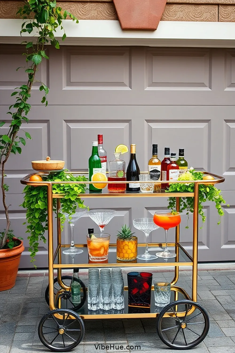 25 Ways to Style Your Holiday Garage in Mid-Century Modern Style 13 Set Up a Modern Bar Cart for 25 Ways to Style Your Holiday Garage in Mid-Century Modern Style