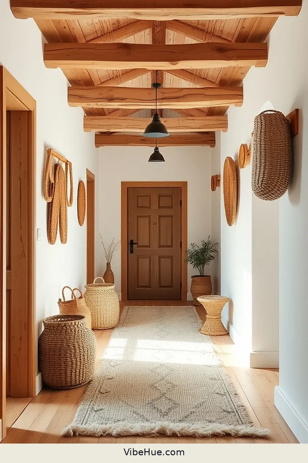 Cozy Holiday Hallway Design in Scandinavian Style 4 Incorporate Natural Materials for Cozy Holiday Hallway Design in Scandinavian Style