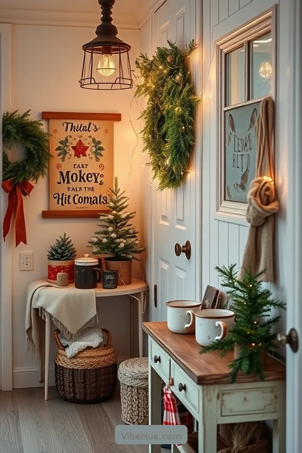 Cozy Holiday Hallway Design in Scandinavian Style 15 Set Up a Hot Cocoa Station for Cozy Holiday Hallway Design in Scandinavian Style