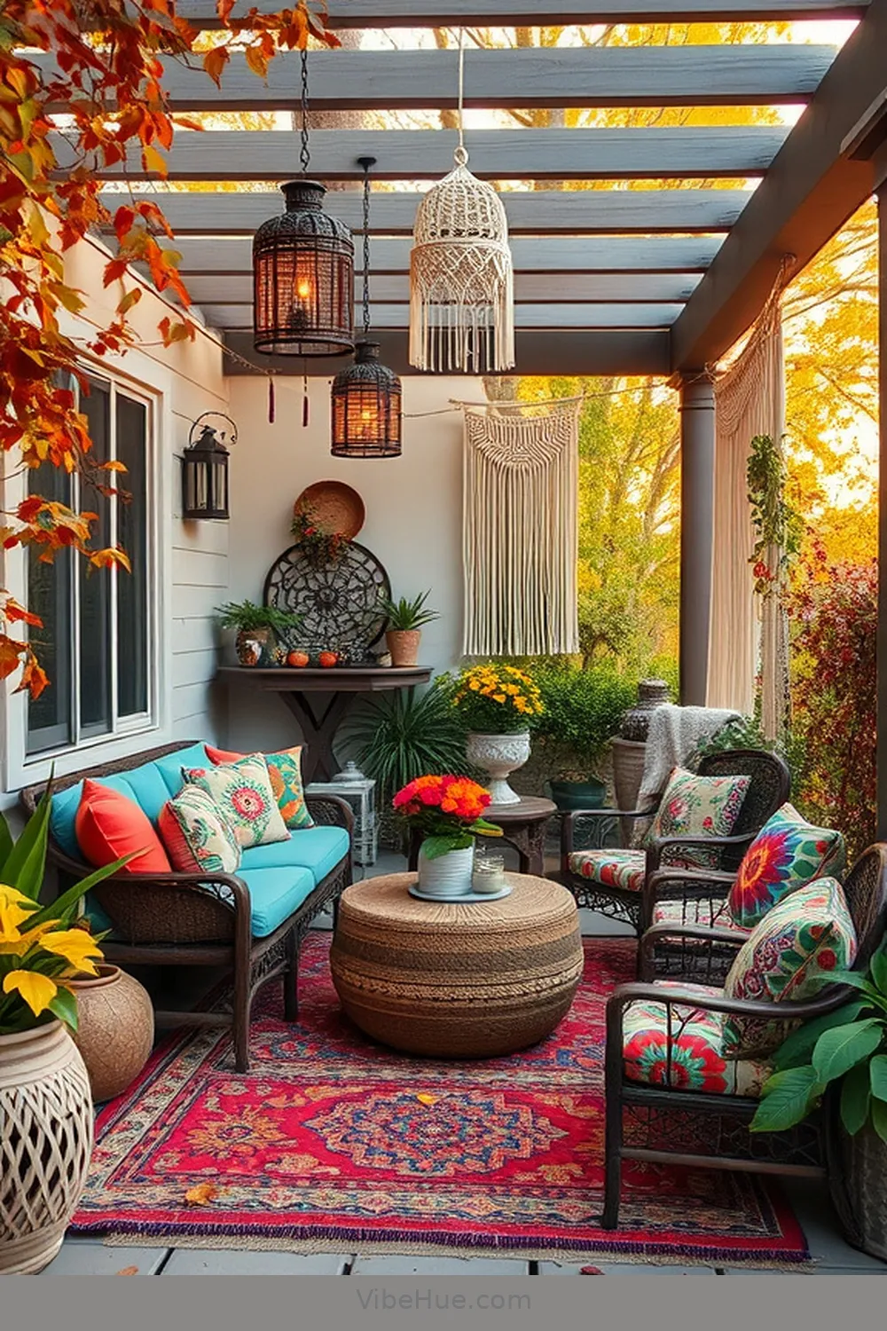 Add Unique Accessories and Decor for Create a Bohemian Style Fall Outdoor Patio