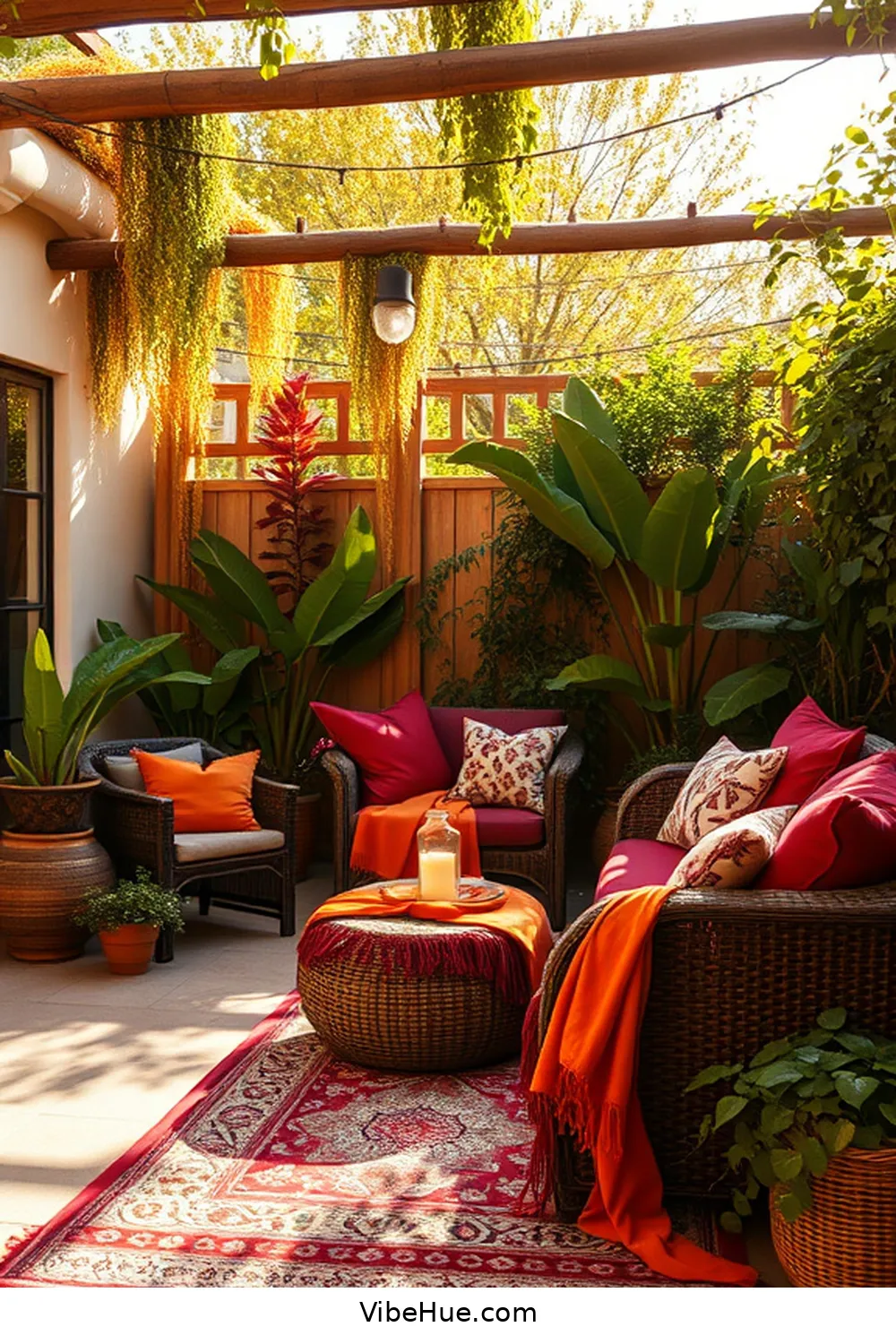 Embrace Rich Colors and Textures for Create a Bohemian Style Fall Outdoor Patio