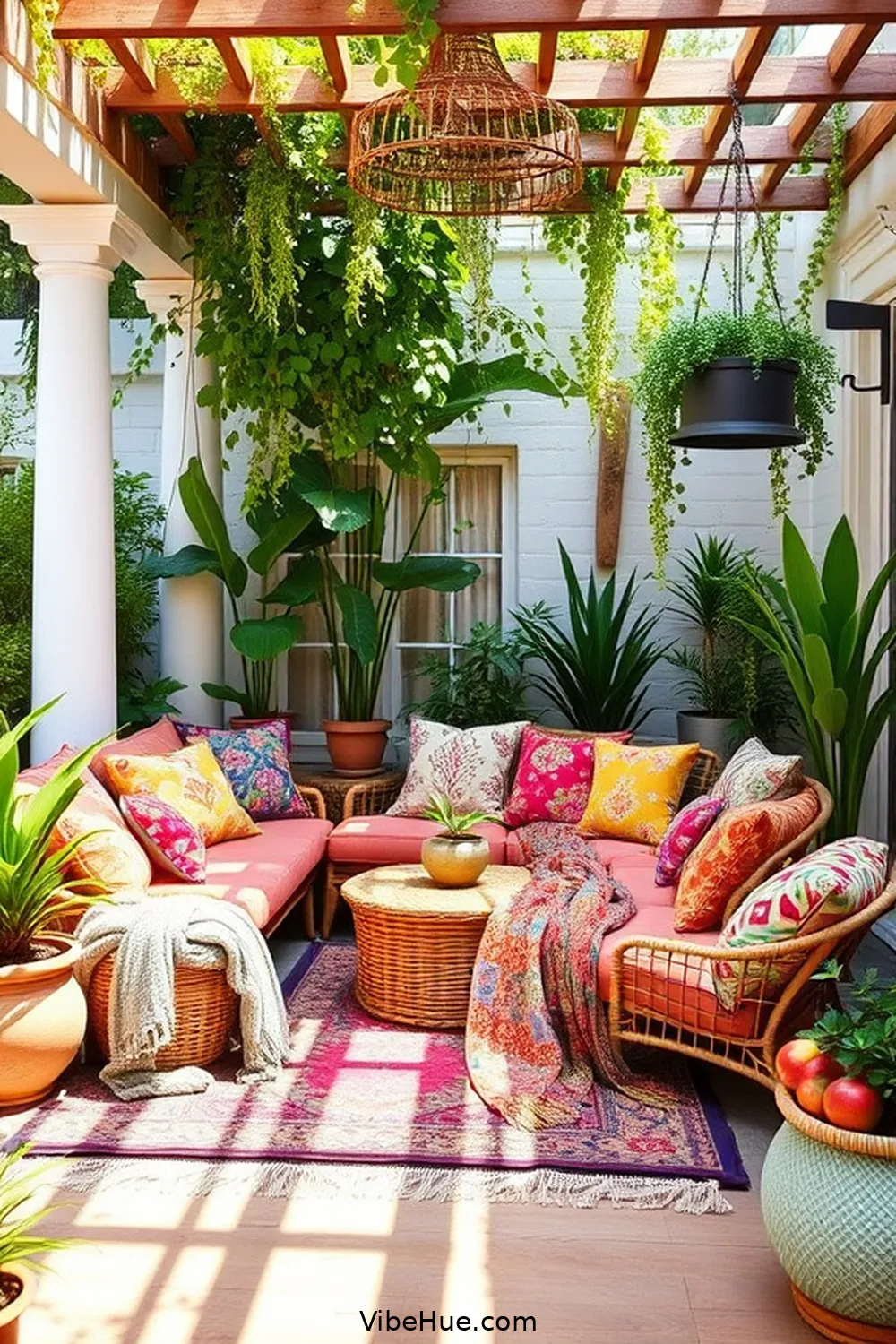 Create a Bohemian Style Holiday Outdoor Patio 4 Layering Textures With Cushions and Throws for Create a Bohemian Style Holiday Outdoor Patio