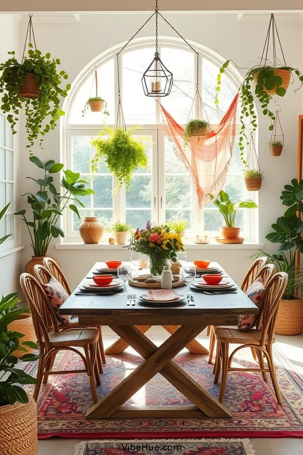 Create a Bohemian Style Summer Dining Room 9 Add Greenery With Plants for Create a Bohemian Style Summer Dining Room