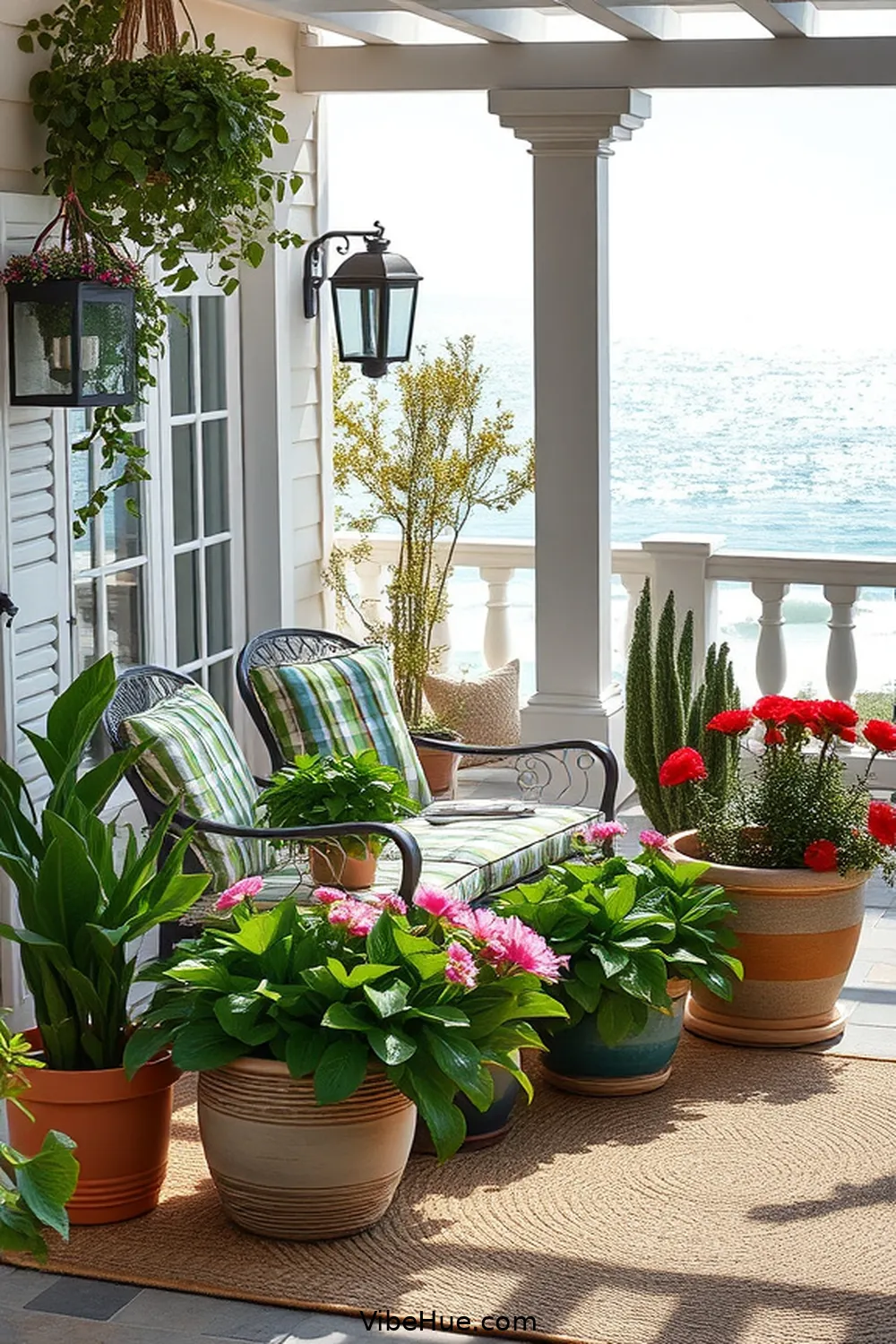 Add Seasonal Greenery for Create a Coastal-Inspired Holiday Outdoor Patio Style
