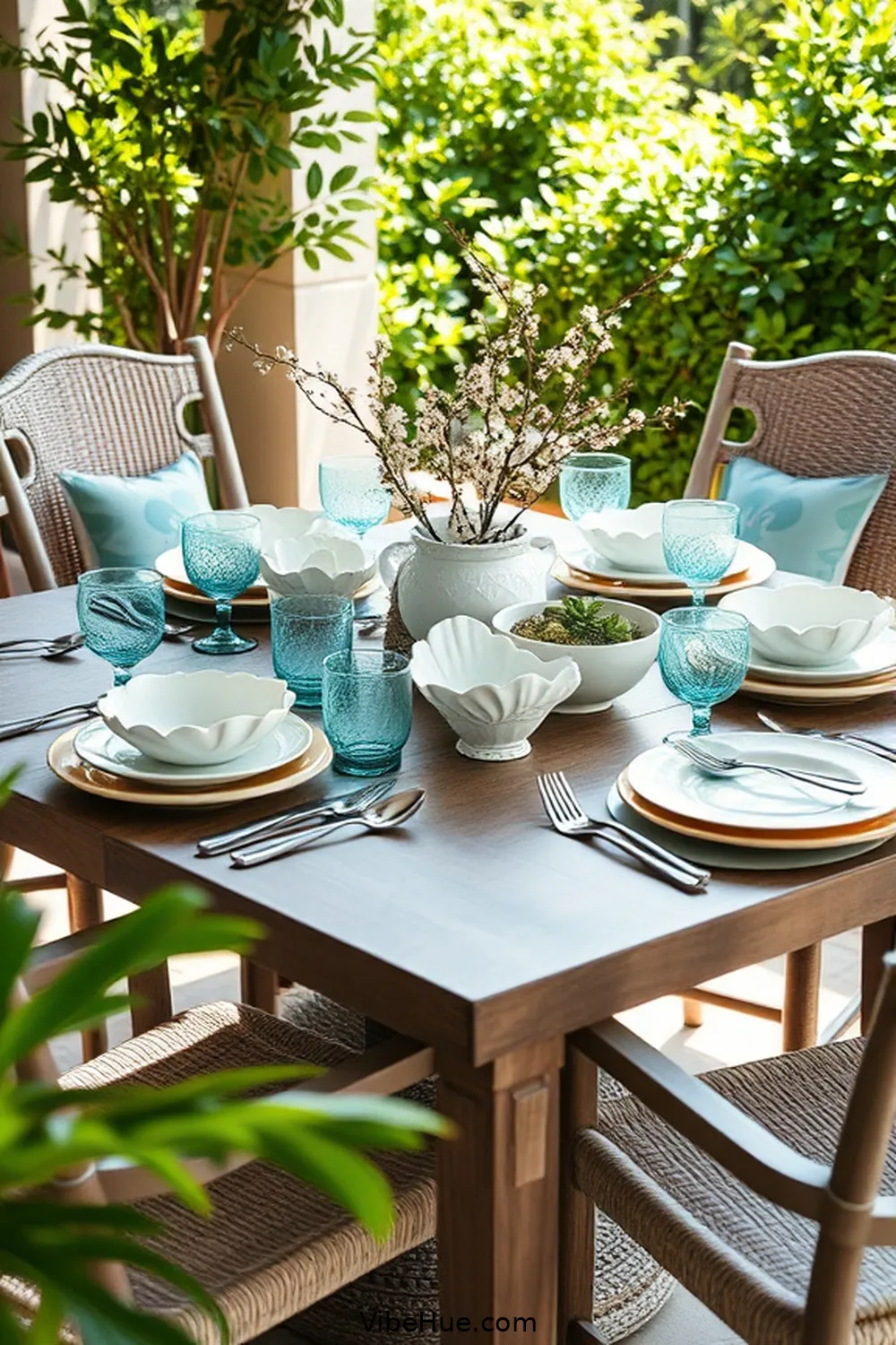 Choose Ocean-Inspired Tableware for Create a Coastal-Inspired Holiday Outdoor Patio Style