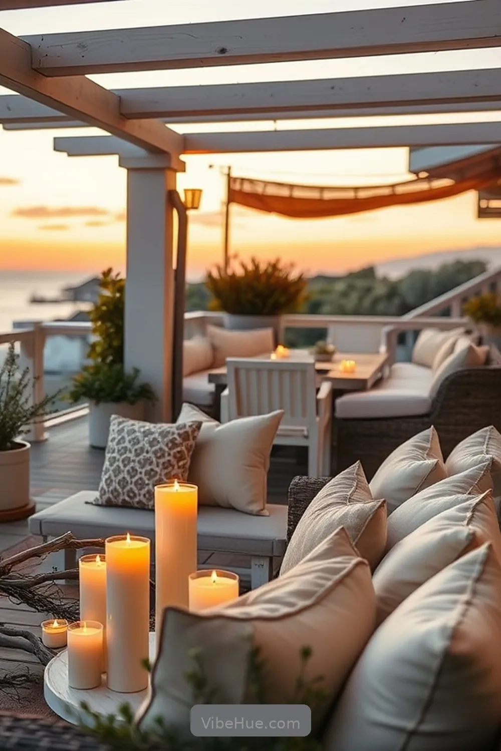 Use Scented Candles for a Warm Atmosphere for Create a Coastal-Inspired Holiday Outdoor Patio Style