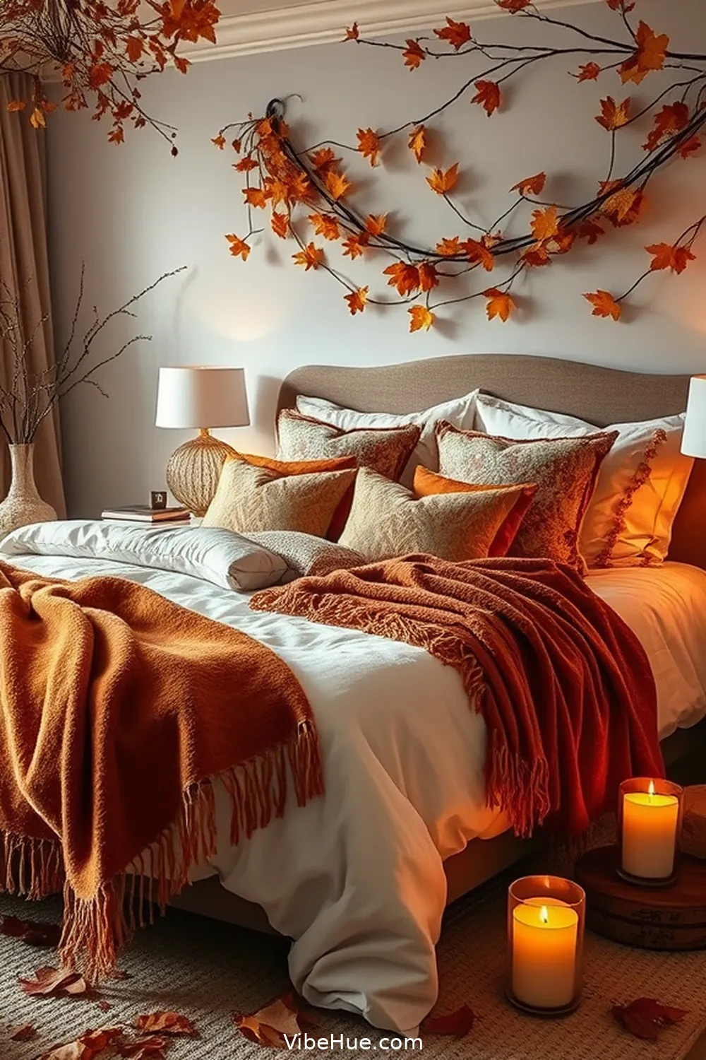 Accessorize With Autumn-Inspired Accents for Create a Cozy Bohemian Fall Bedroom Style