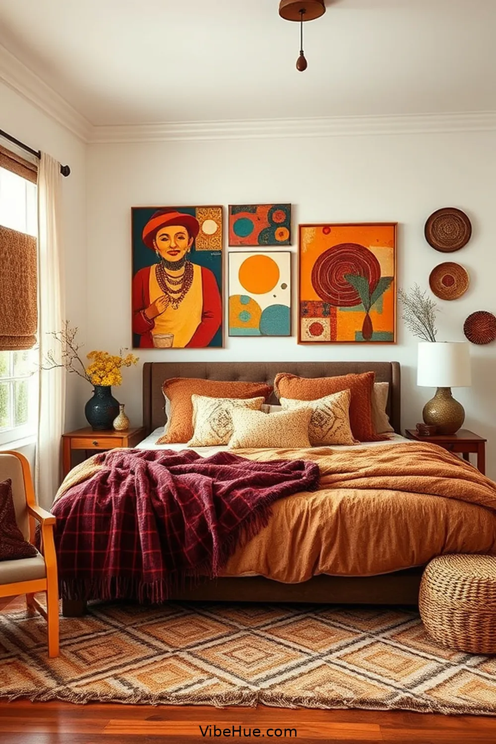 Decorate With Eclectic Wall Art for Create a Cozy Bohemian Fall Bedroom Style