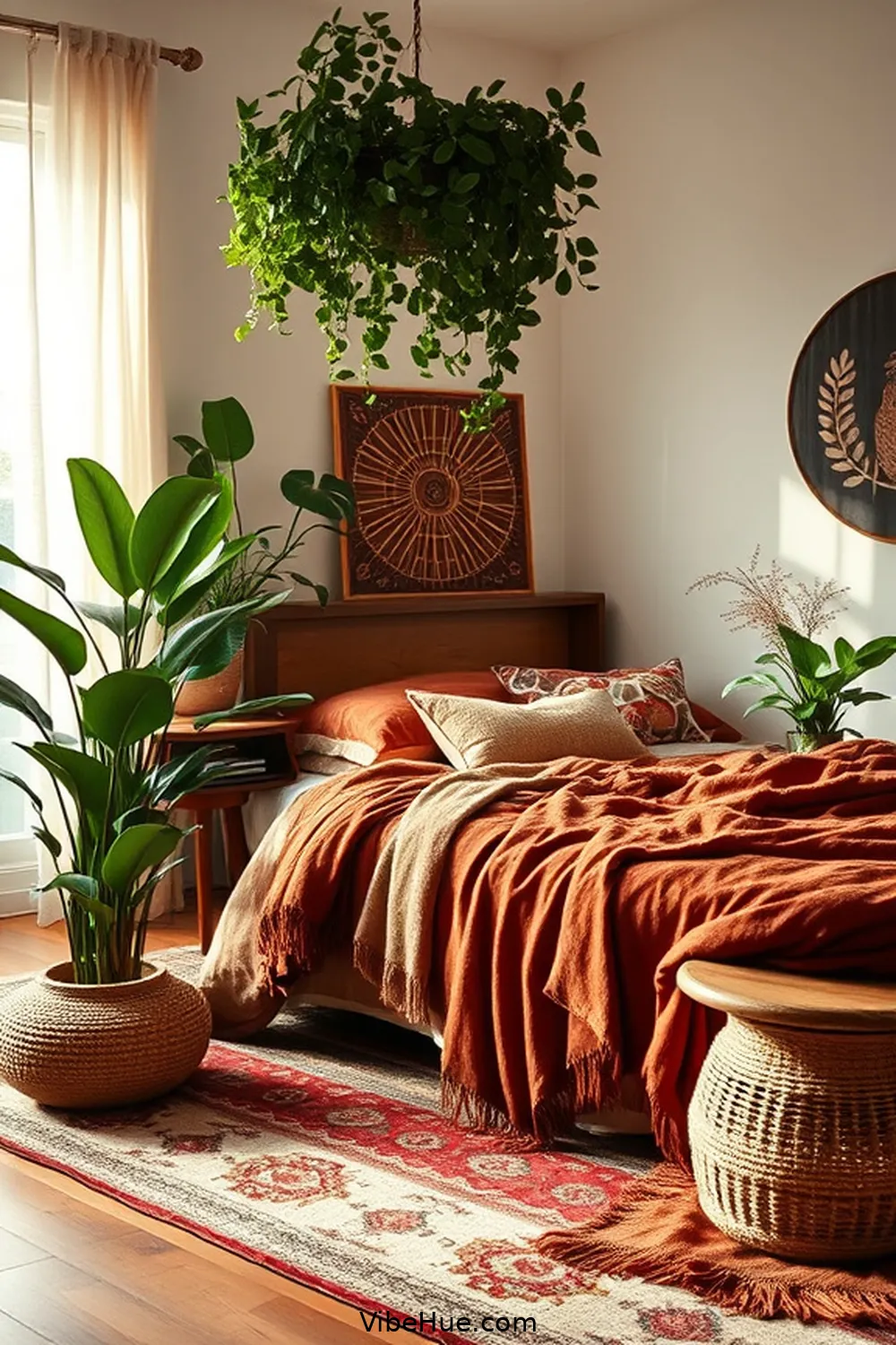 Incorporate Plants and Greenery for Create a Cozy Bohemian Fall Bedroom Style