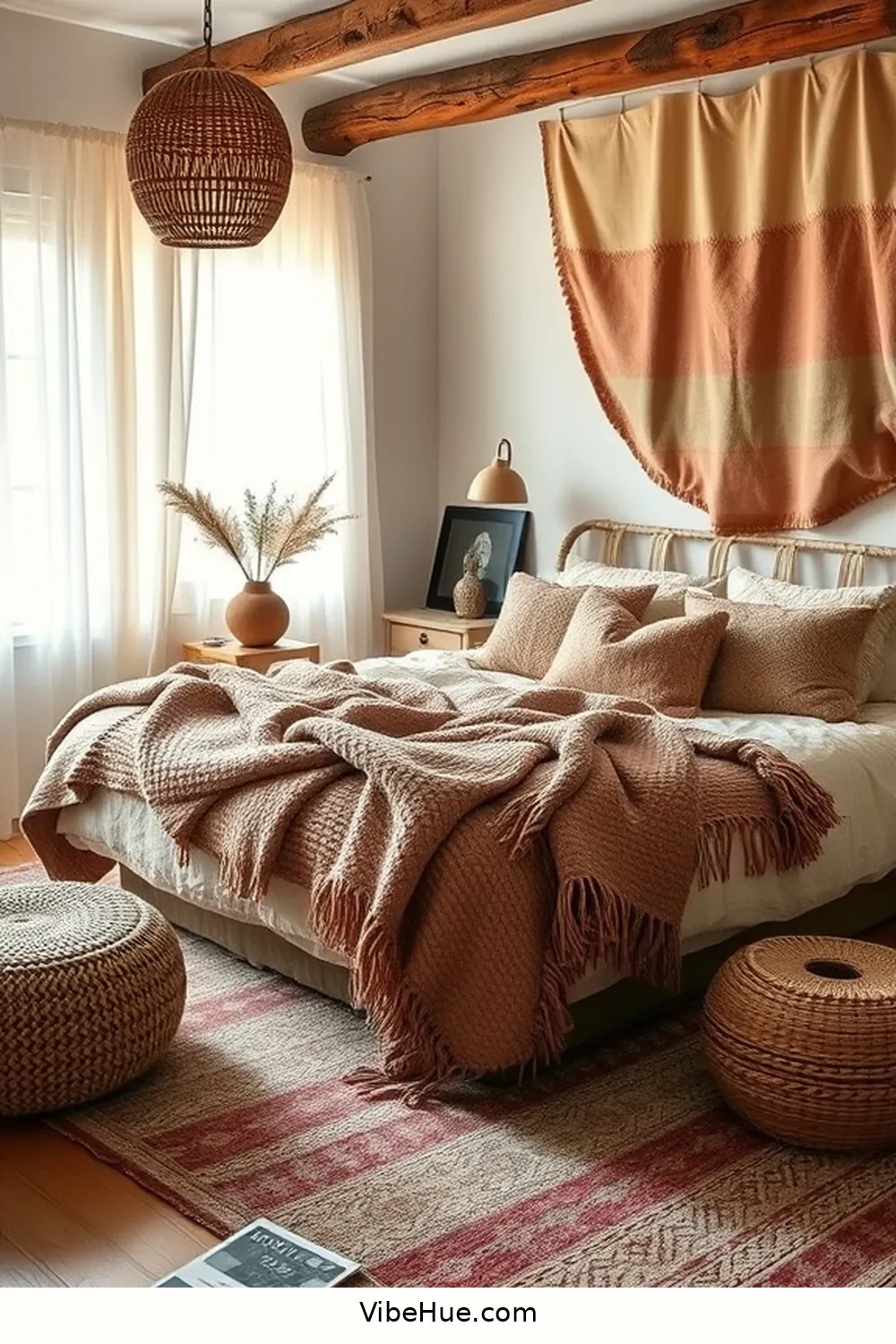 Layer Textures for Ultimate Comfort for Create a Cozy Bohemian Fall Bedroom Style