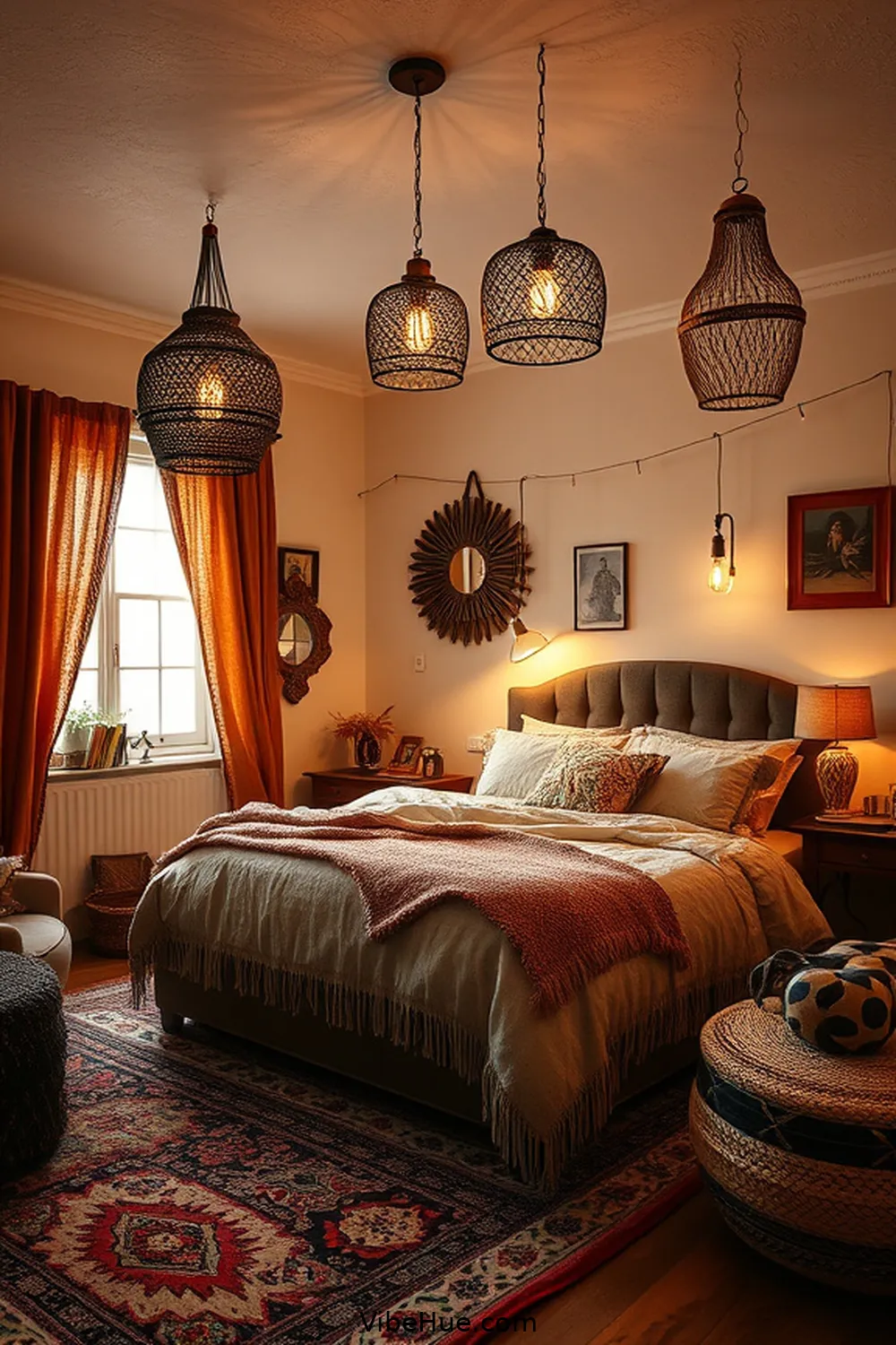 Utilize Unique Lighting Fixtures for Create a Cozy Bohemian Fall Bedroom Style