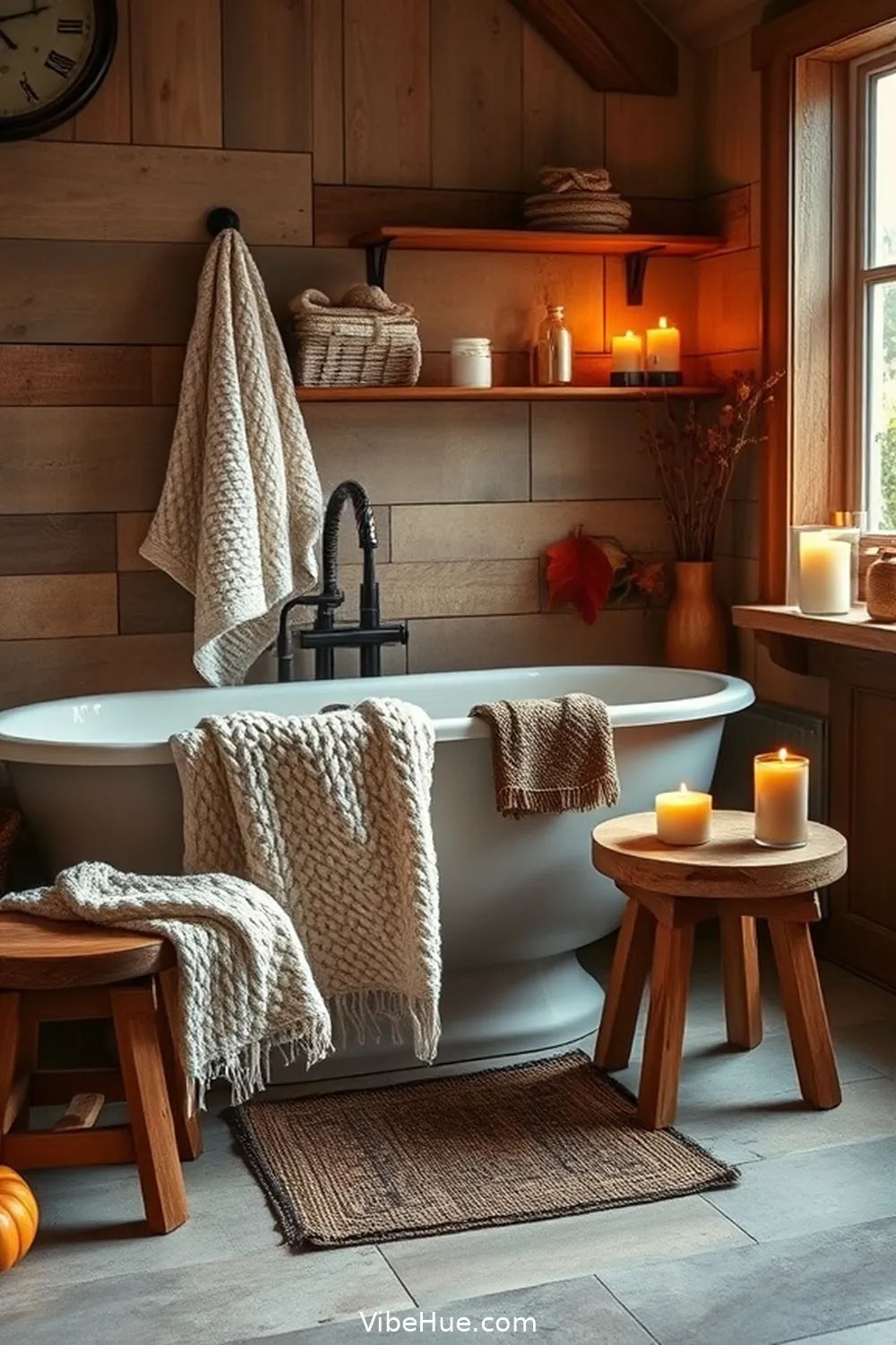 Create a Cozy Fall Bathroom With Rustic Style 5 Add Cozy Textiles for Create a Cozy Fall Bathroom With Rustic Style