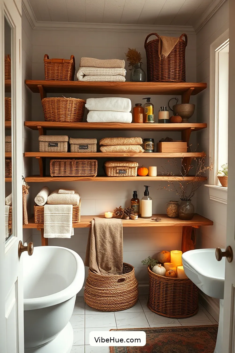 Create a Cozy Fall Bathroom With Rustic Style 12 Add Functional Storage Solutions for Create a Cozy Fall Bathroom With Rustic Style