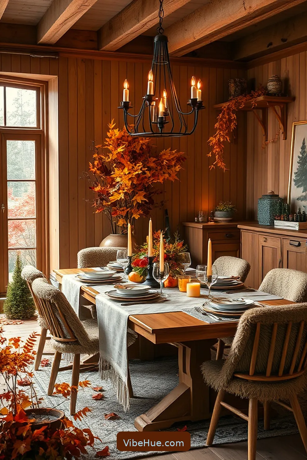 Embrace Natural Materials for Create a Cozy Fall Dining Room in Scandinavian Style