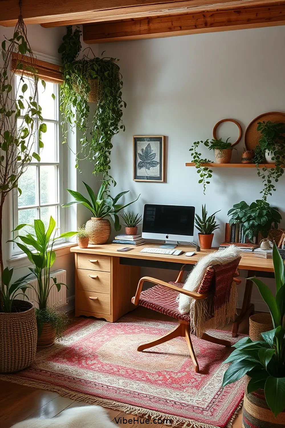 Create a Cozy Fall Home Office in Bohemian Style 12 Integrate Plants for Freshness for Create a Cozy Fall Home Office in Bohemian Style