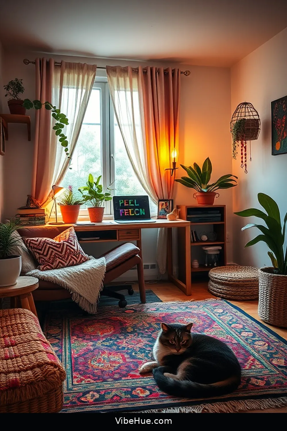Create a Cozy Fall Home Office in Bohemian Style 8 Use Soft Lighting for Create a Cozy Fall Home Office in Bohemian Style