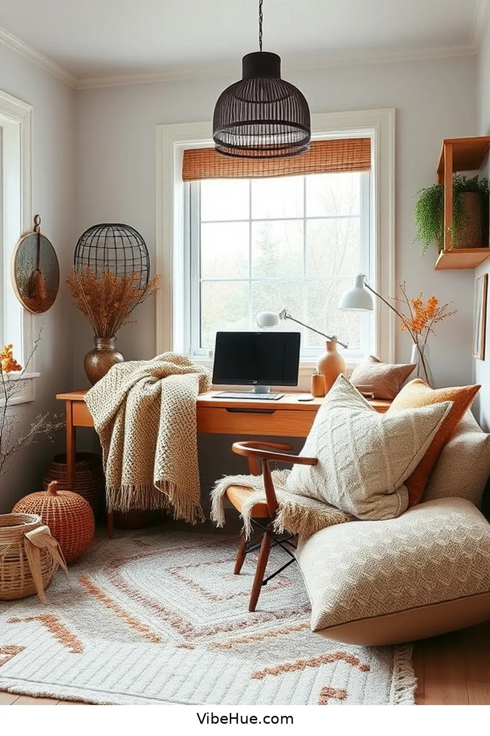 Create a Cozy Fall Home Office in Scandinavian Style 4 Add Warm Textiles and Layers for Create a Cozy Fall Home Office in Scandinavian Style