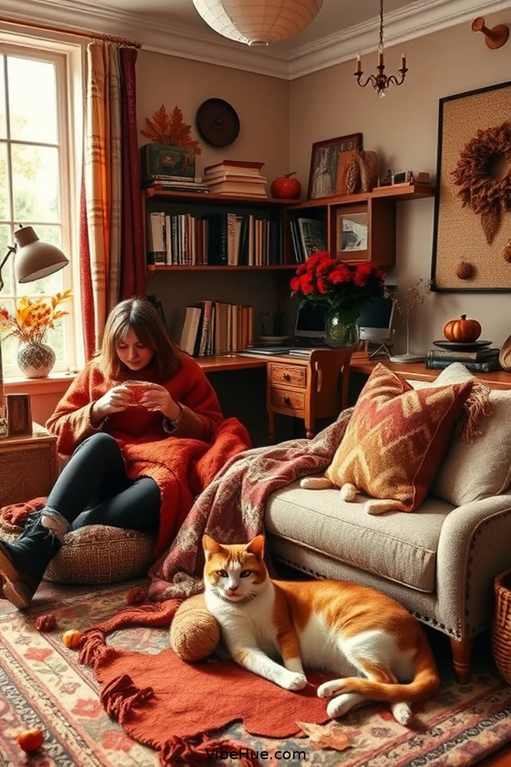 Create a Cozy Fall Home Office in Traditional Style 4 Add Autumn-Inspired Textiles for Create a Cozy Fall Home Office in Traditional Style