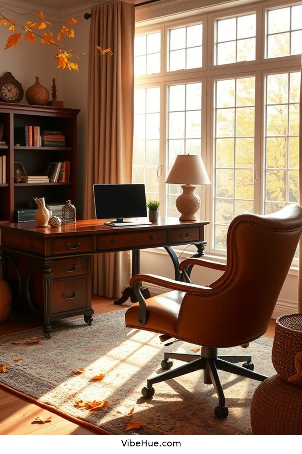 Create a Cozy Fall Home Office in Traditional Style 2 Embrace Rich Wood Furnishings for Create a Cozy Fall Home Office in Traditional Style