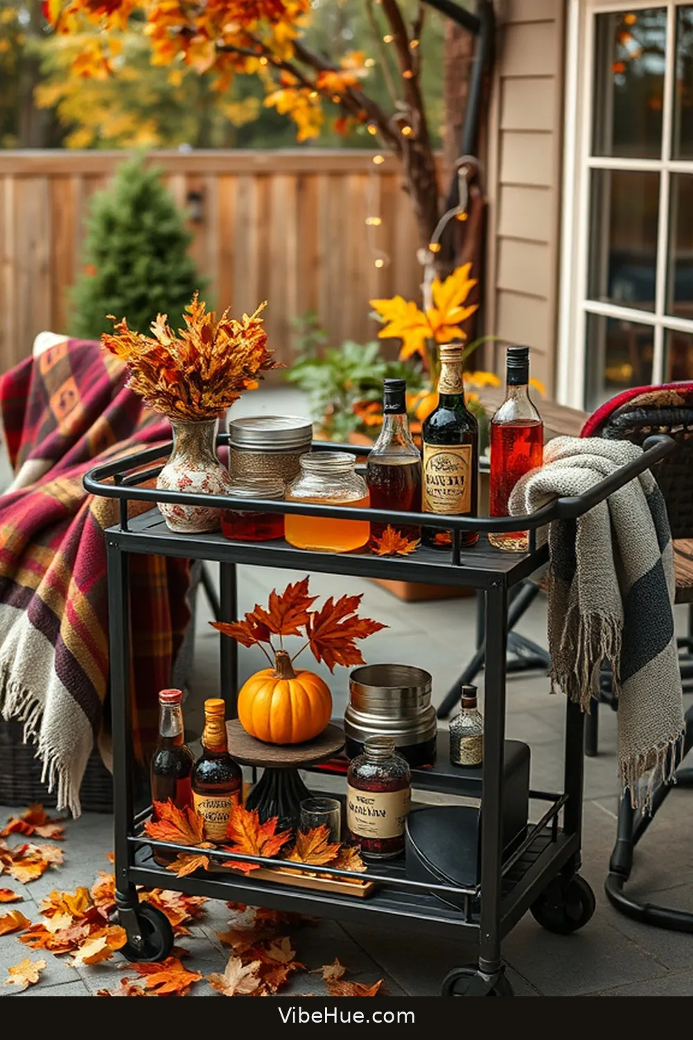 Create a Cozy Fall Outdoor Patio With Industrial Style 9 Build a Bar Cart for Seasonal Beverages for Create a Cozy Fall Outdoor Patio With Industrial Style