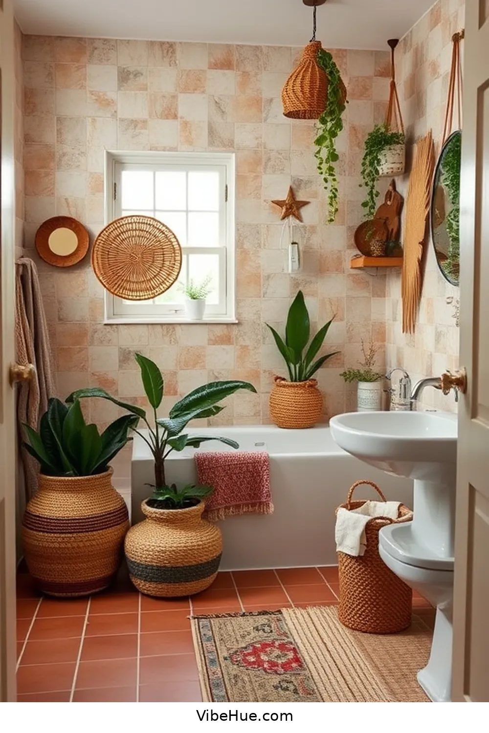 Create a Cozy Holiday Bathroom in Bohemian Style 3 Incorporate Earthy Colors and Patterns for Create a Cozy Holiday Bathroom in Bohemian Style