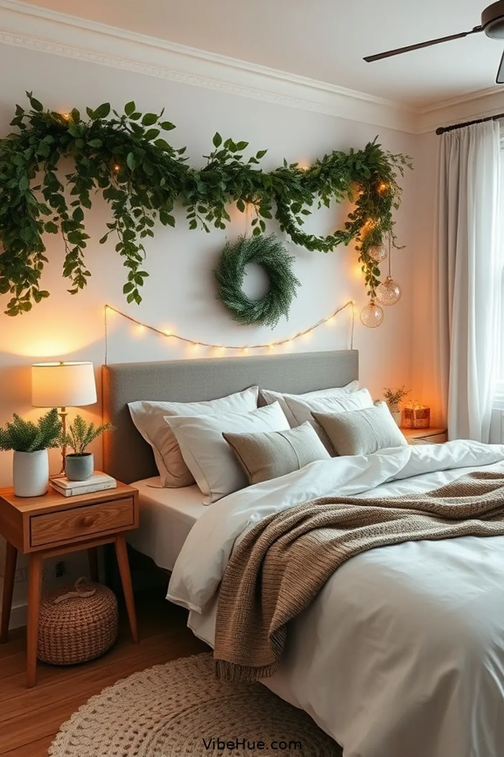 Create a Cozy Holiday Bedroom in Scandinavian Style 9 Simplify Decor With Greenery for Create a Cozy Holiday Bedroom in Scandinavian Style