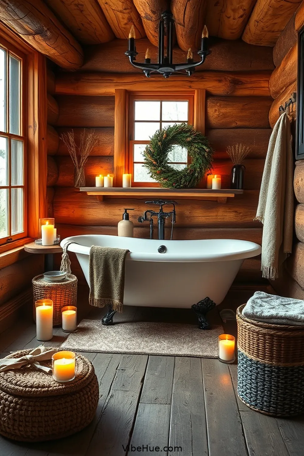 Choose a Cozy Bathtub or Shower for Create a Cozy Winter Bathroom With Rustic Style