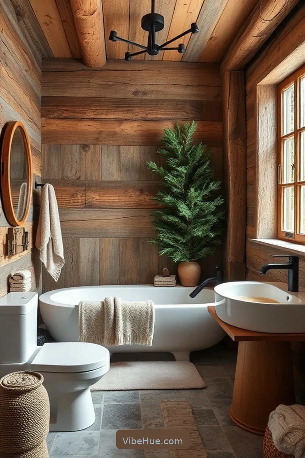 Embrace Natural Materials for Create a Cozy Winter Bathroom With Rustic Style