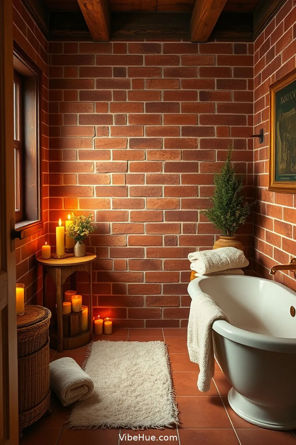 Incorporate Warm Color Palettes for Create a Cozy Winter Bathroom With Rustic Style
