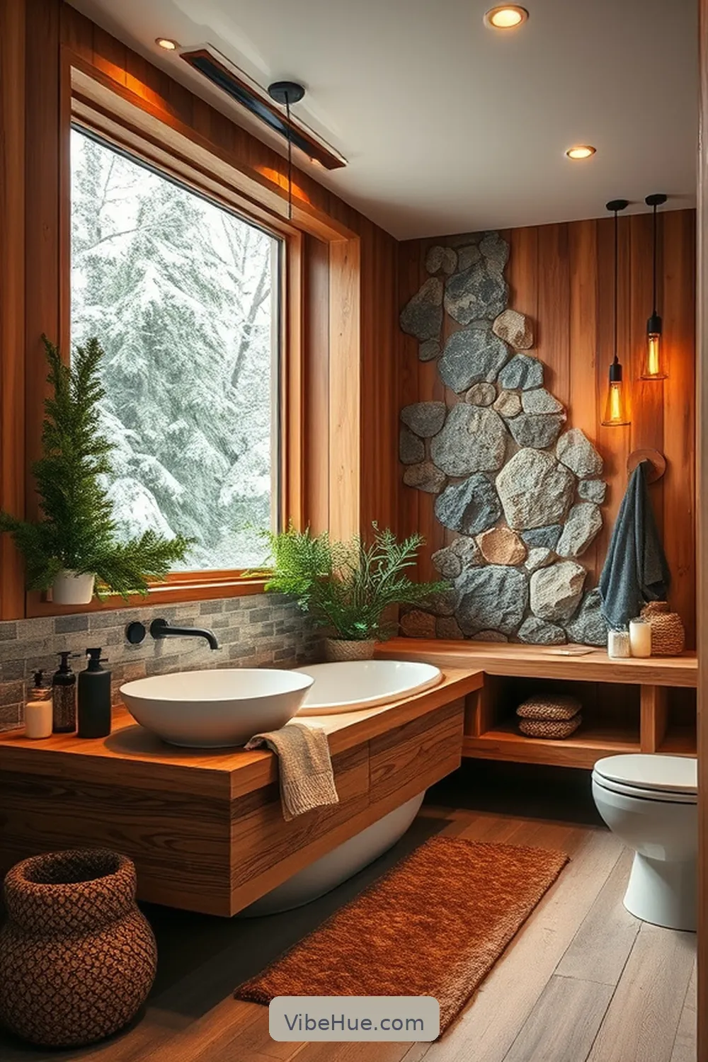 Create a Cozy Winter Bathroom in Mid-Century Modern Style 5 Use Natural Materials for Create a Cozy Winter Bathroom in Mid-Century Modern Style