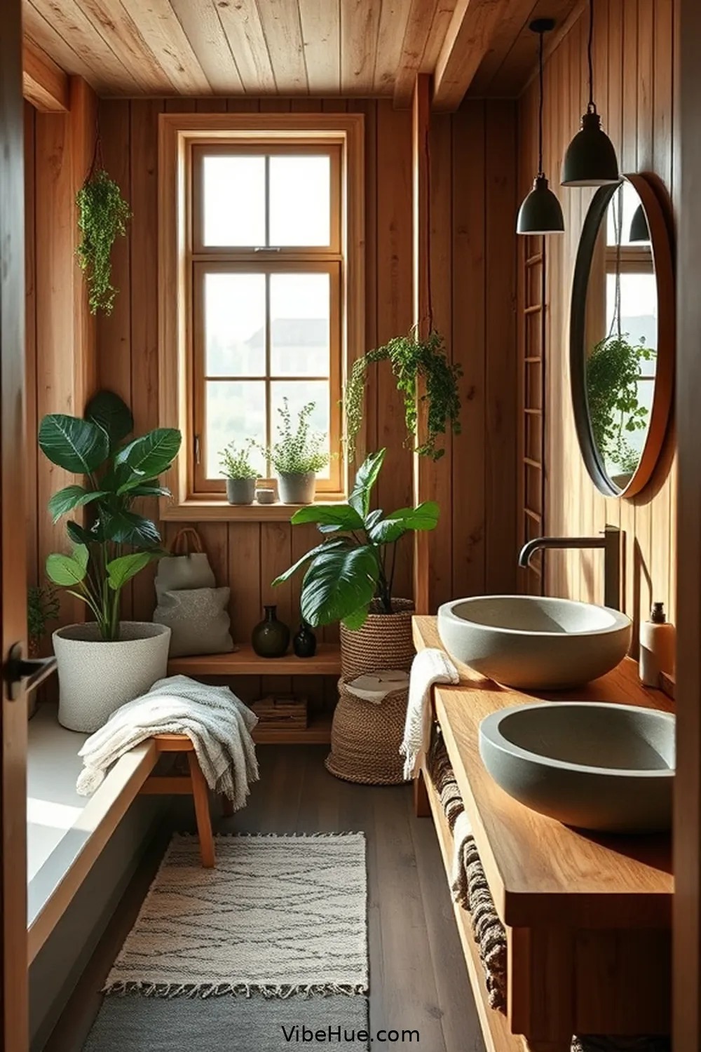 Incorporate Natural Materials for Create a Cozy Winter Bathroom in Scandinavian Style