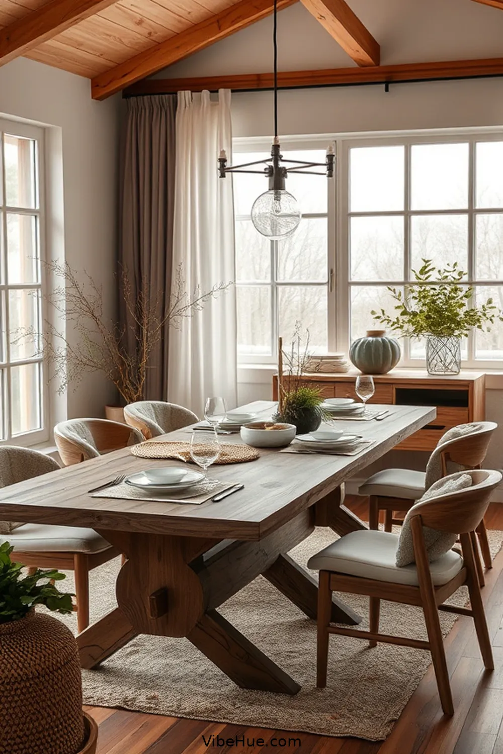 Create a Cozy Winter Dining Room in Mid-Century Modern Style 4 Emphasizing Natural Materials for Create a Cozy Winter Dining Room in Mid-Century Modern Style