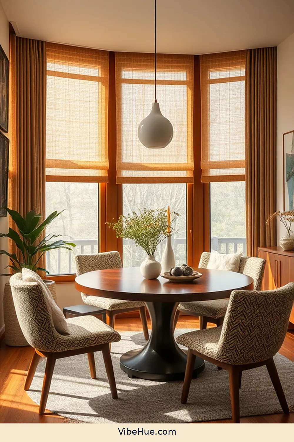 Create a Cozy Winter Dining Room in Mid-Century Modern Style 15 Using Window Treatments for Warmth for Create a Cozy Winter Dining Room in Mid-Century Modern Style