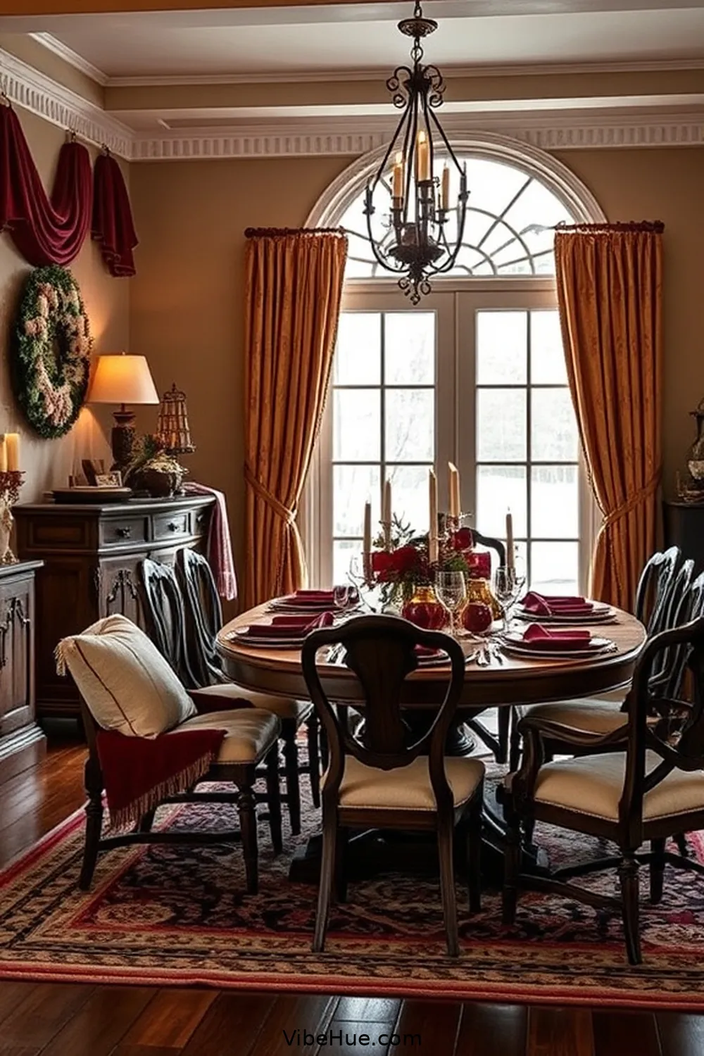 Choose a Warm Color Palette for Create a Cozy Winter Dining Room in Traditional Style